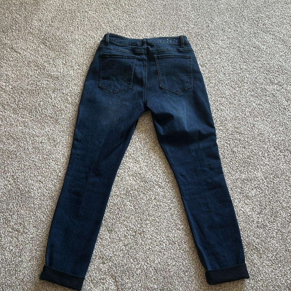 CABI CAbi Dusk Destructed Vintage Curvy Skinny Size 10 Dark Wash Denim EUC - Picture 8 of 11